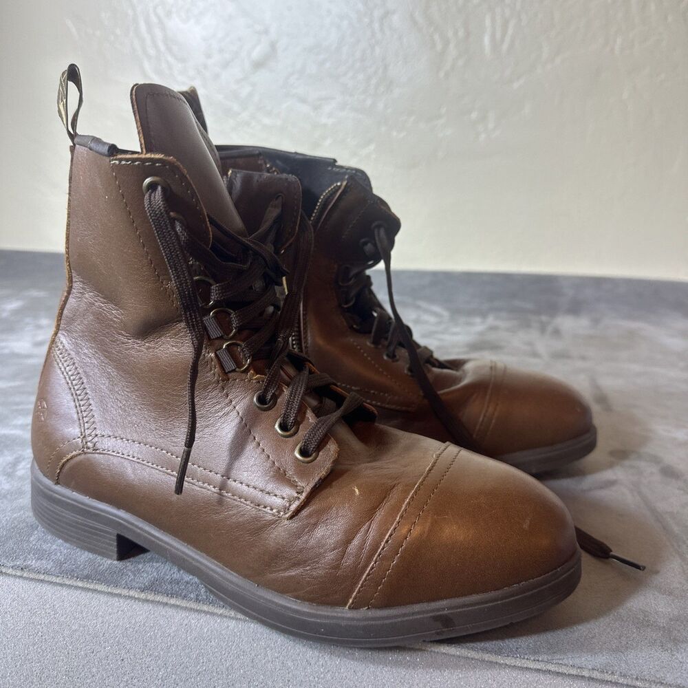 Xena Work Boots Ankle Brown Leather Zipper 8.5 M Womens EUR 39 Steel Toe